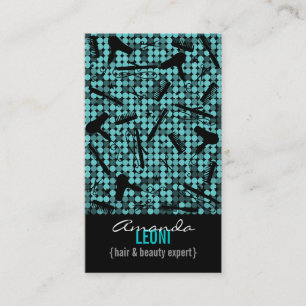 Cool Teal Glam Hair Salon Vertical Business Card