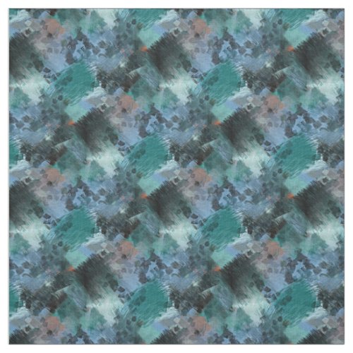 Cool Teal Green Violet Blue Gray Abstract Pattern Fabric