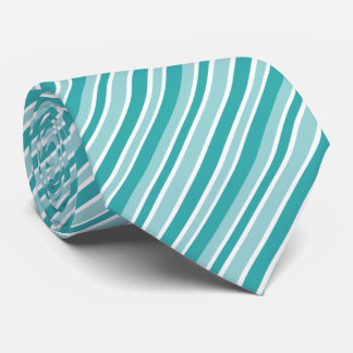 Cool teal white stripe pattern neck tie