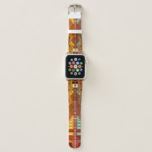 Cool Teal Yellow Unique Retro Steampunk Monogram Apple Watch Band