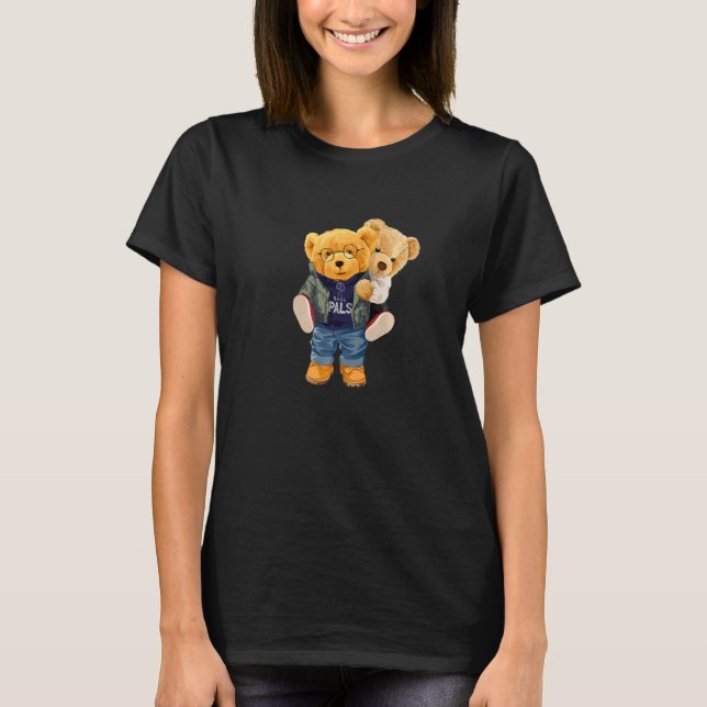 Cool Teddy Bear Boys Best Friends Style Illustrati T-Shirt (Front)