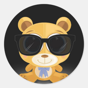 Cool Teddy Bear Classic Round Sticker