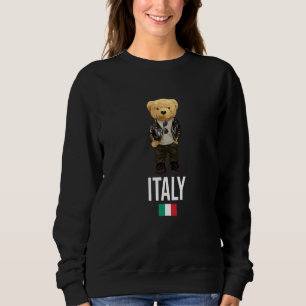 Cool Teddy Bear in Italy Style Illustration Graphi Sweatshirt