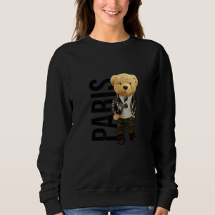 Cool Teddy Bear in Paris France Illustration Graph Sweatshirt