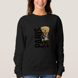 Cool Teddy Bear in Paris France Illustration Graph Sweatshirt