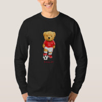 Cool Teddy Bear Soccer Kick Off Style Illustration