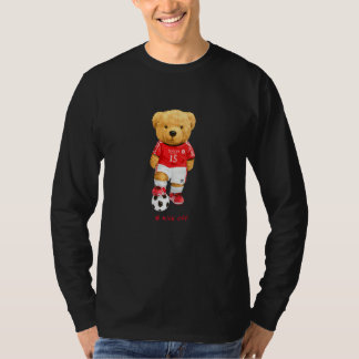 Cool Teddy Bear Soccer Kick Off Style Illustration T-Shirt