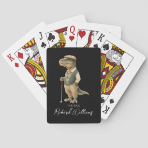 Cool Tee-Rex Golfer Dinosaur Signature Name Poker Cards