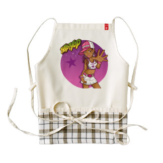 Cool Teen Hip Hop Rapper Pink and Purple Cartoon Zazzle HEART Apron