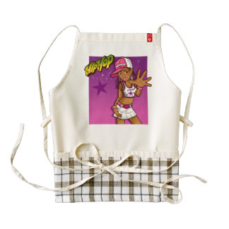 Cool Teen Hip Hop Rapper Pink and Purple Cartoon Zazzle HEART Apron