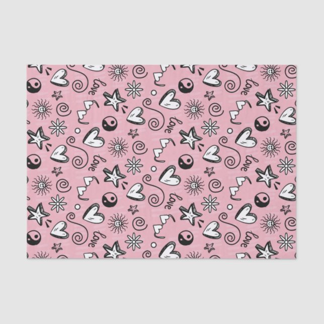 Cool Teen Love Doodle Pattern Valentine's Day Tissue Paper (Front)