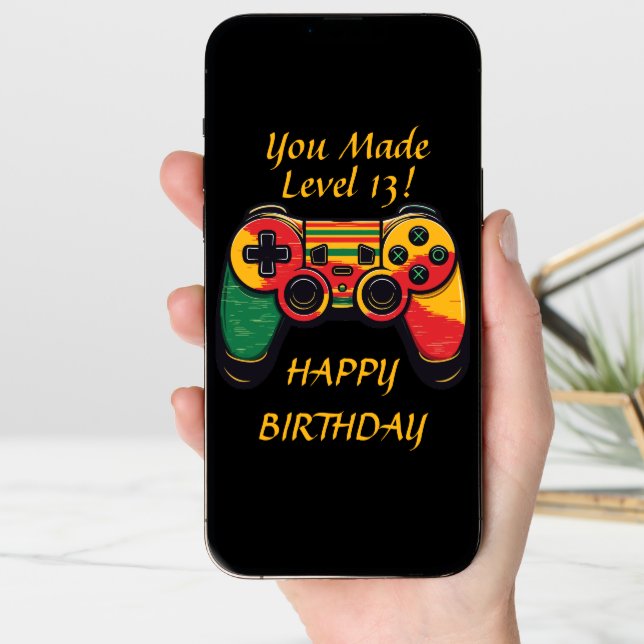 Cool Teenager Level 13 Gamer Card (Front Digital)