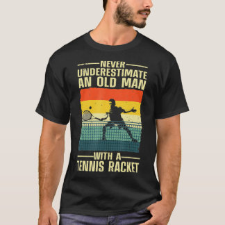 Cool Tennis Art For Grandpa Men Tennis Player Rack T-Shirt