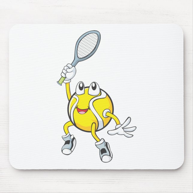 Cool Tennis Ball Holding Racquet Mouse Pad (Front)