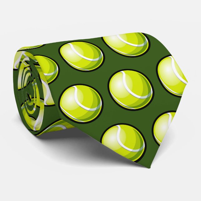 Cool tennis ball sports pattern neck tie (Rolled)