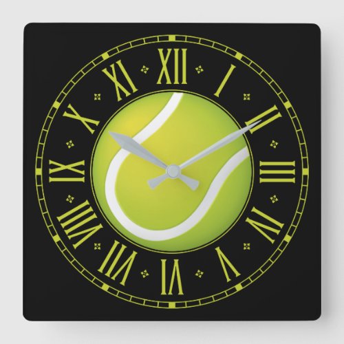 Cool Tennis ball  Time for Sports Square Wall Clock