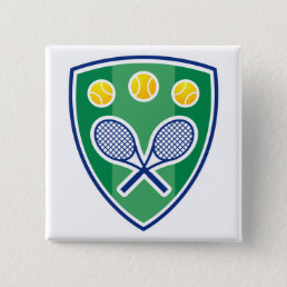 Cool tennis button with crossed rackets logo