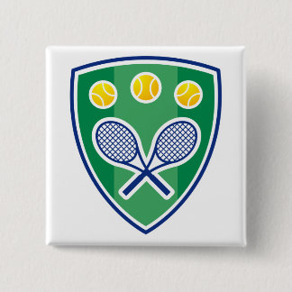 Cool tennis button with crossed rackets logo