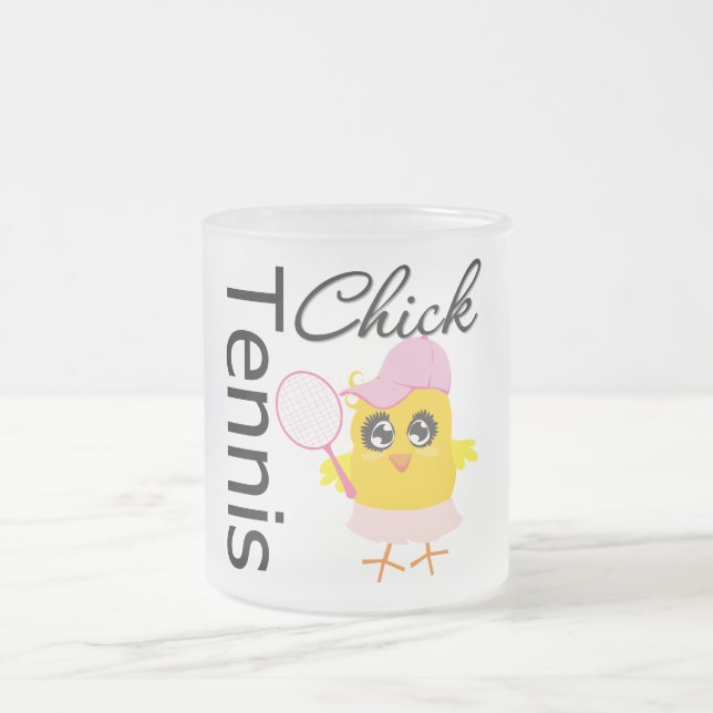Cool Tennis Chick Frosted Glass Coffee Mug (Center)