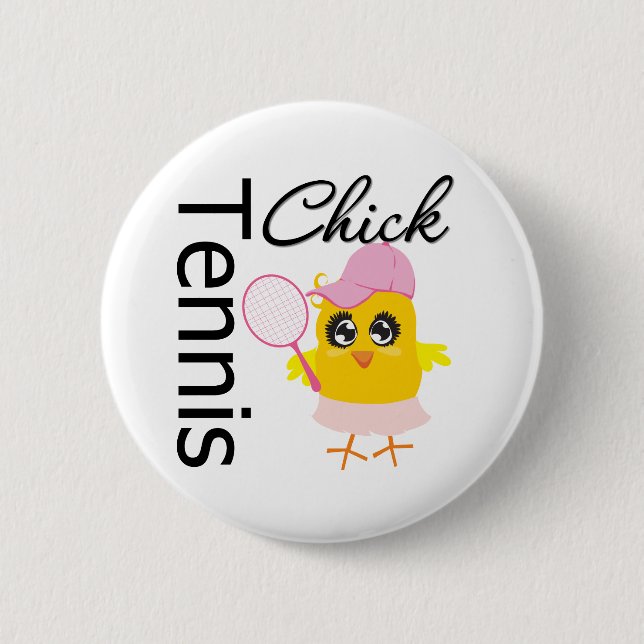 Cool Tennis Chick Pinback Button (Front)