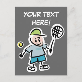 Cool tennis postcard with funny cartoon
