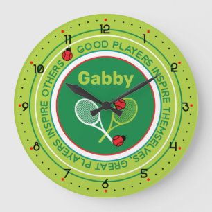 Cool tennis slogan with custom name large clock