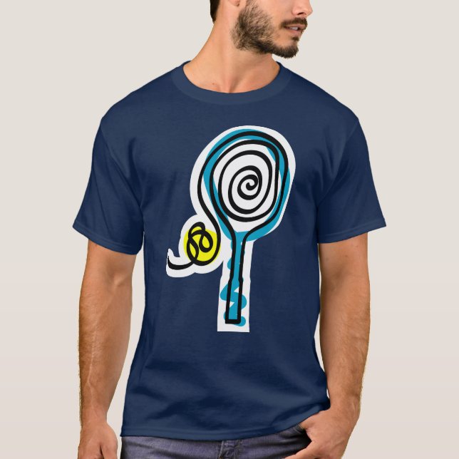 Cool tennis Tee Shirt with modern racquet design (Front)