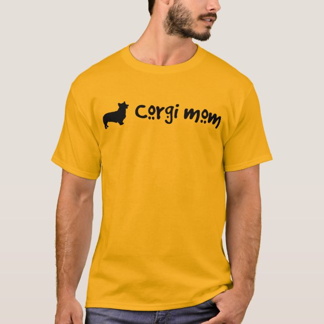 Cool Text Corgi Mom T-Shirt (Front)