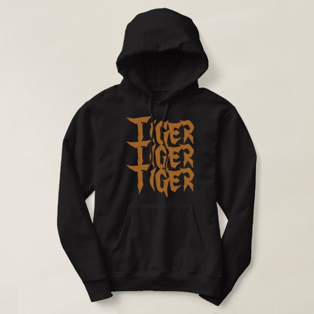 Cool text Tiger Wildlife Brown and black Men Hoodie (Design Front)