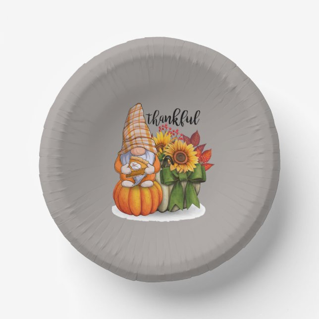 Cool thankful Thanksgiving gnome  Paper Bowls (Front)
