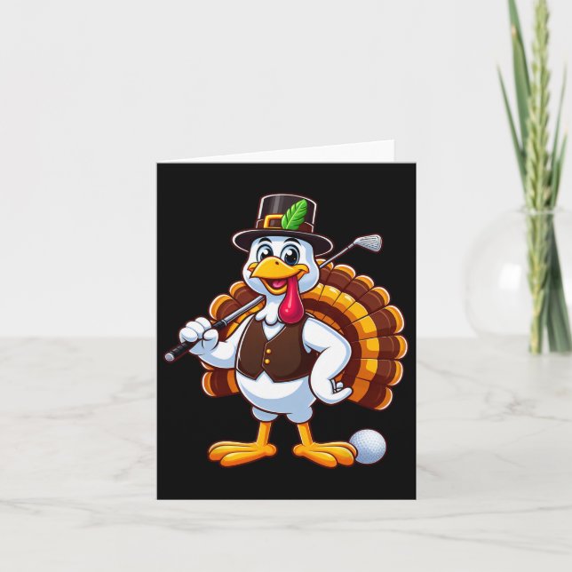 Cool Thanksgiving Golf Gobble Player Turkey Golf M Card (Front)