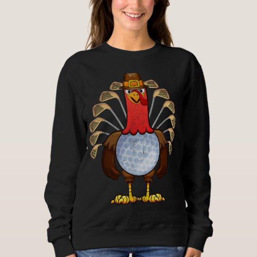 Cool Thanksgiving Golf Gobble Player Turkey Thankf Sweatshirt