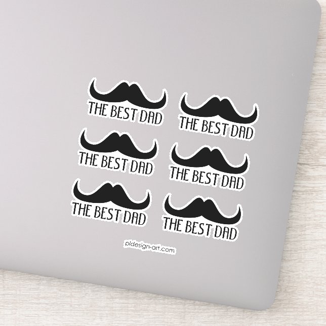 Cool The best Dad Black Moustache Father's Day Sticker (Detail)