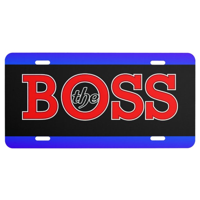 Cool The BOSS Red on Black with Blue License Plate (Front)