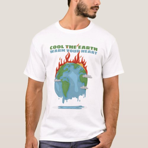 Cool The Earth Warm Your Heart Climate Change T_Shirt