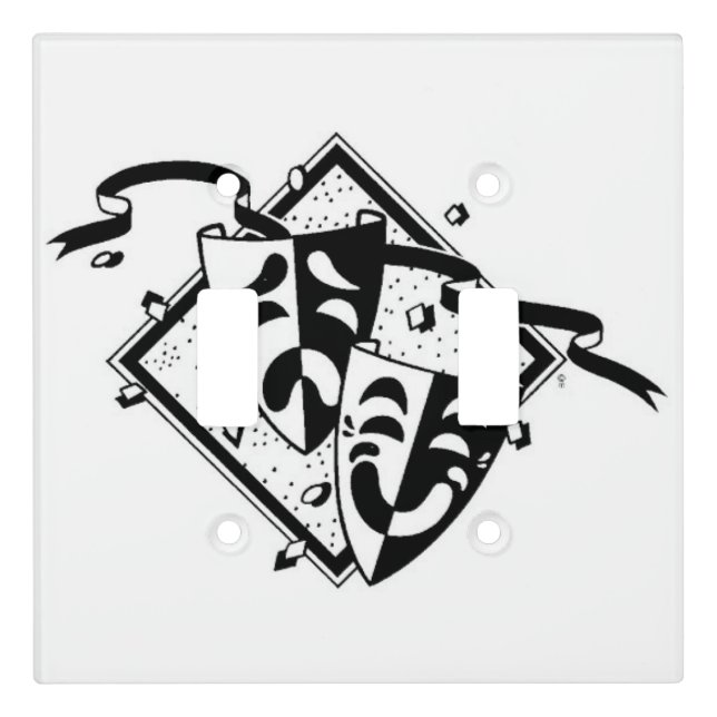 Cool Theater Symbol Double Switch Plate (Front)
