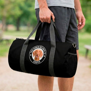 Cool "This Human Belongs To Pet" Custom Dog Photo Duffle Bag