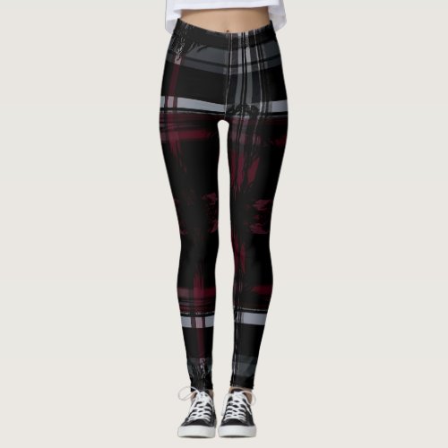 Cool Thrashed Gothic Grungy Grunge Plaid Pattern Leggings