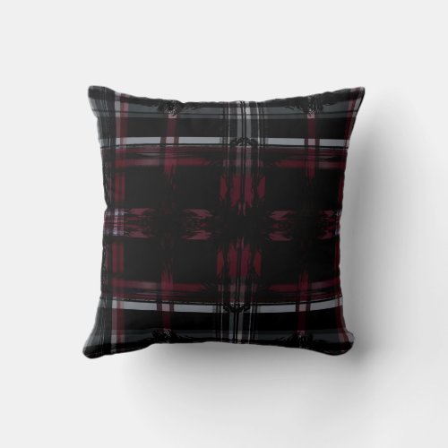 Cool Thrashed Gothic Grungy Grunge Plaid Pattern Throw Pillow