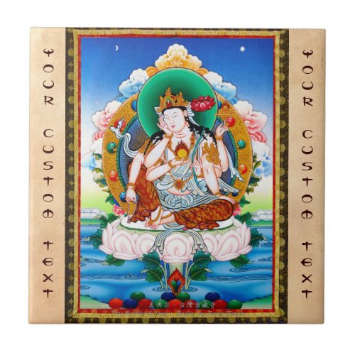 Cool tibetan thangka Cintamanicakra Avalokitesvara Tile
