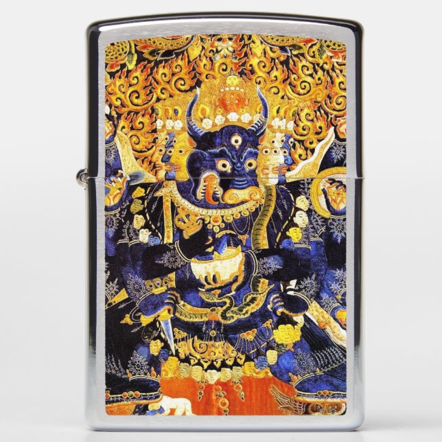 Cool tibetan thangka death god mandala tattoo art zippo lighter (Front)