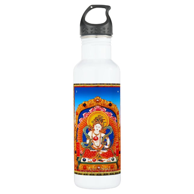 Cool tibetan thangka Dragon King Bodhisattva Stainless Steel Water Bottle (Front)