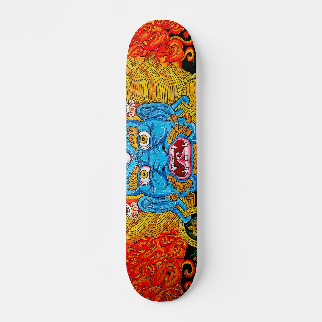 Cool tibetan thangka god face tattoo asian skateboard | Zazzle