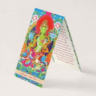 Cool tibetan thangka green tara god tattoo vibrant business card