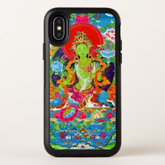 Cool tibetan thangka green tara god tattoo vibrant OtterBox iPhone case