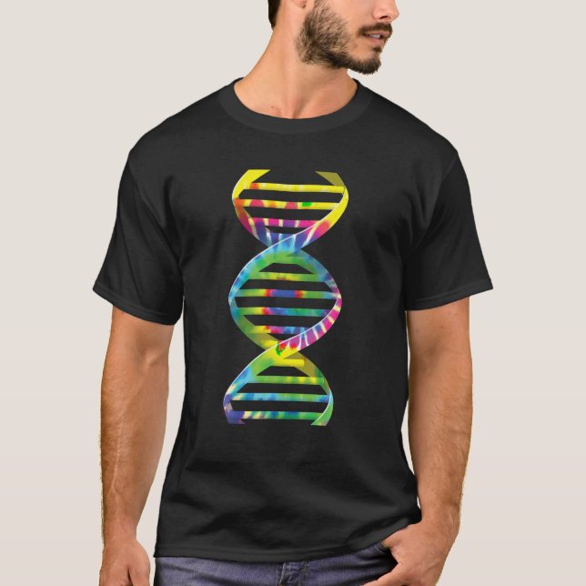 Cool Tie Dye DNA Helix Funny Genetics Research Lov T-Shirt (Front)