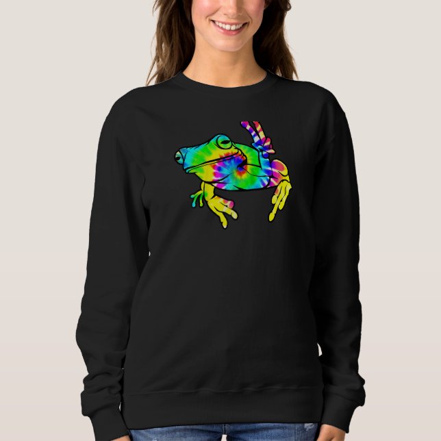 Cool Tie Dye Peace Frog Funny Hippie Tadpole Lover Sweatshirt (Front)