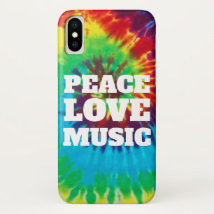 Cool Tie Dye Peace Love Music iPhone X Case