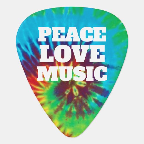 Cool Tie Dye Peace Love Music Guitar Pick