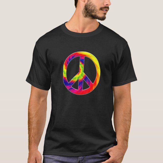 Cool Tie Dye Peace Sign Equality Freedom Hippie T-Shirt (Front)